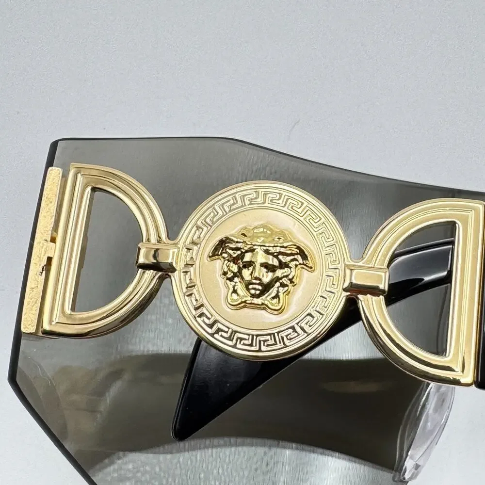 Versace Sunglasses 0VE2258 10026G Grey Silver Wrap Shield Lens Oversized New